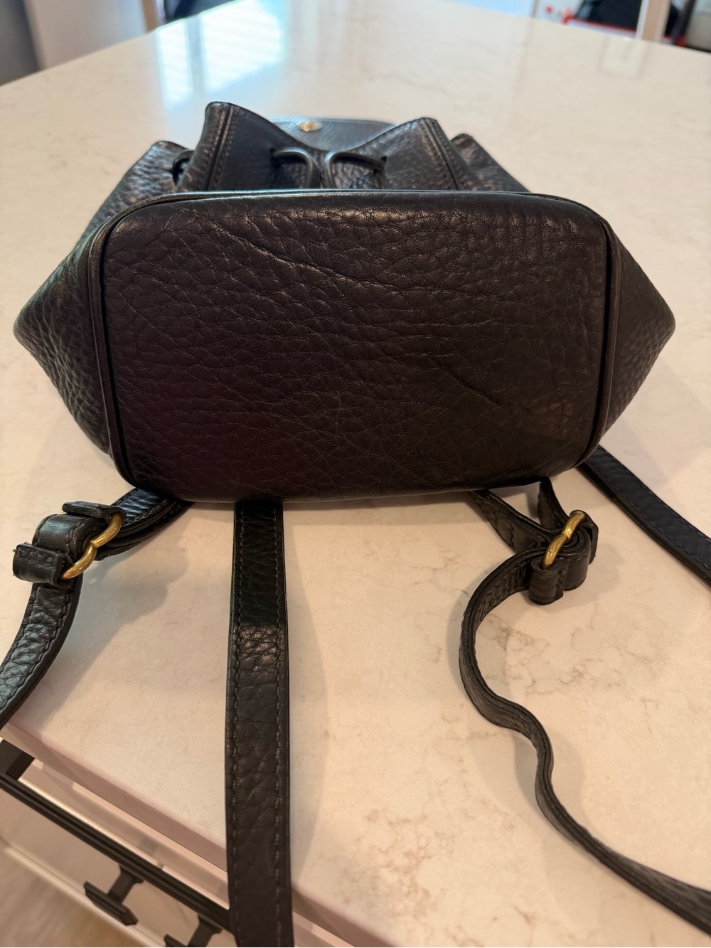 Coach Vintage Black Leather Drawstring Backpack Style 4925 - Picture 9 of 10